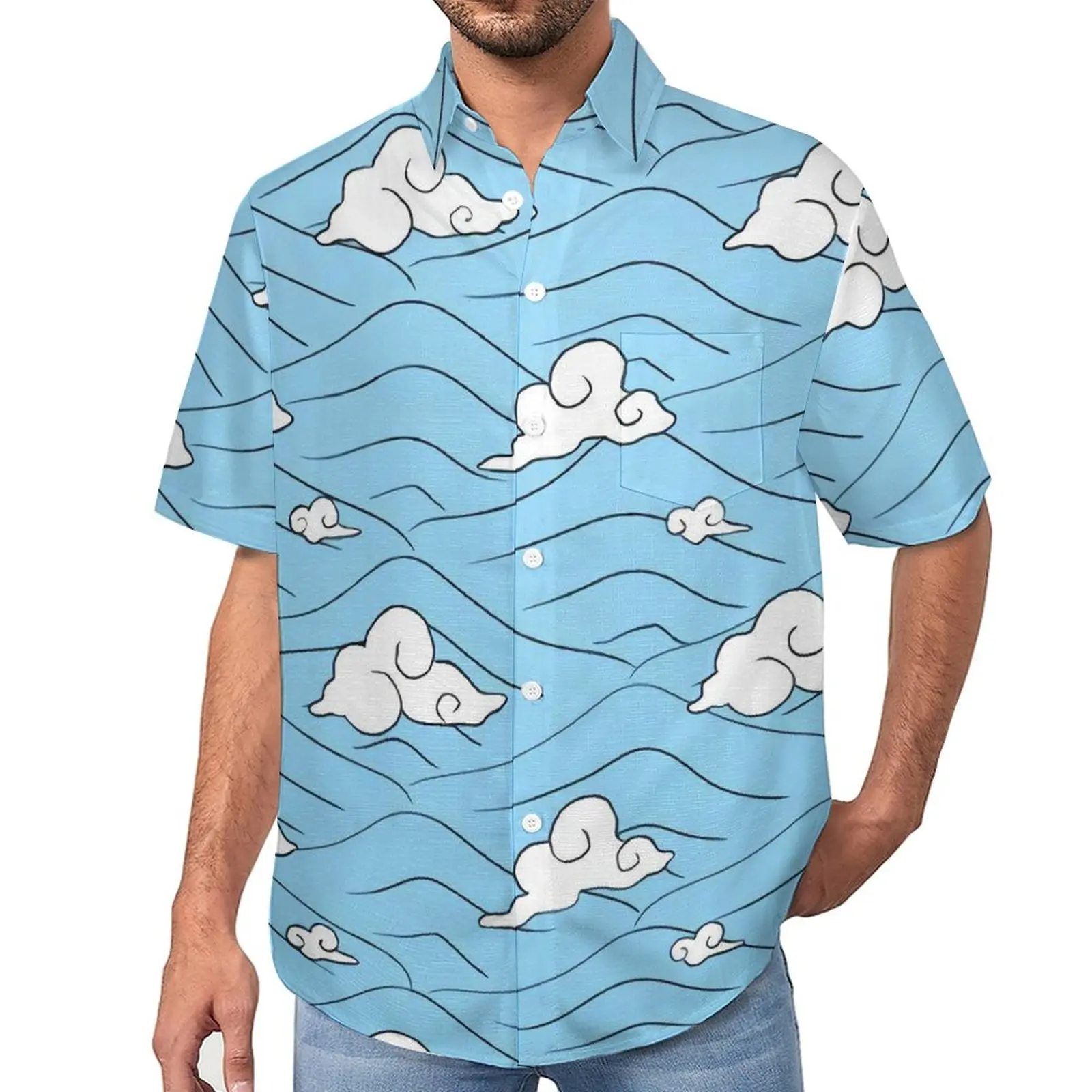 

Tanjiro Kamado Wave Casual Shirt Anime Kimetsu No Yaiba Demon Slayer Vacation Loose Shirt Men Hawaiian Short Sleeve Blouses