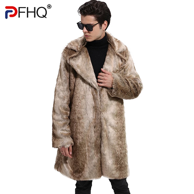 

PFHQ Autumn Men's Outdoor Faux Fur Coat Suit Collar Medium Length Thickened Warm Heavy Industry Loose Simple Windbreaker 21Z1882