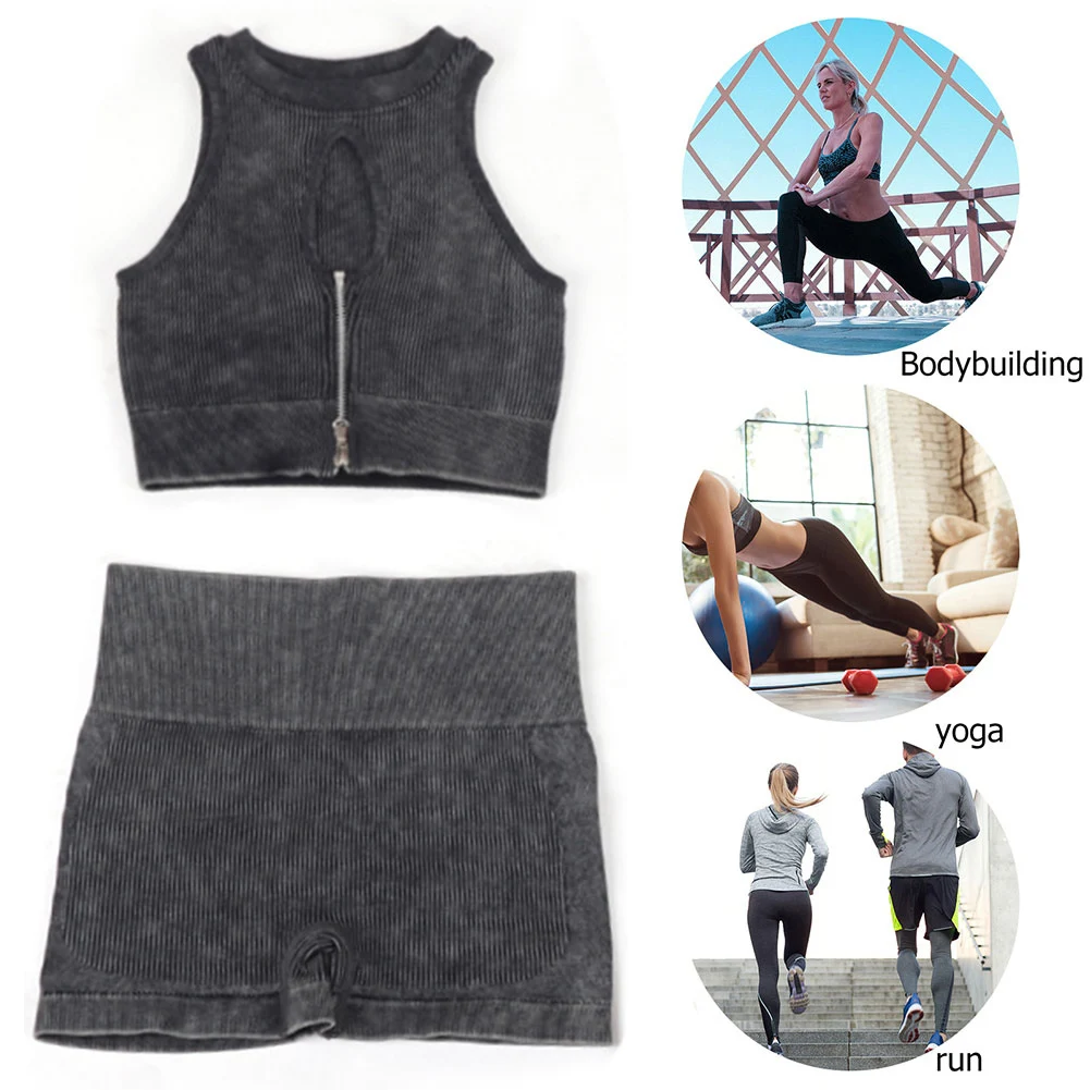 

Бесшовный Женский комплект для йоги, упражнения на открытом воздухе, тренировки, фитнеса, спортивная одежда, спортивный жилет, короткий топ,...