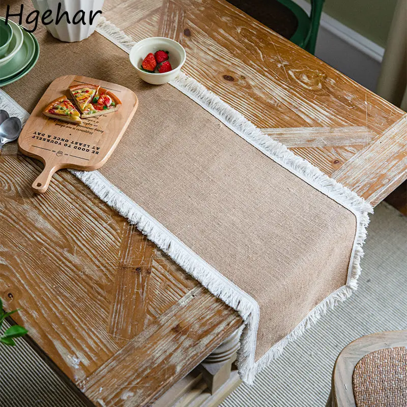 

Table Runner Tassel Retro Simple Decoration Ins Home Hotel Heat-insulation Pastoral Daily Restaurant Popular Japan Style Soft