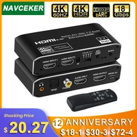 2x1 4k 120hz hdmi switch earc audio extractor arc optical toslink hdmi 2 0 switch 4k 60hz hdmi switcher remote for apple tv ps4