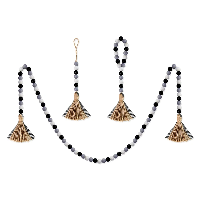 

3 шт., деревянные бусины-гирлянды с кисточками, деревенские деревянные бусины для украшения фермерского дома, большие настенные подвесные у...