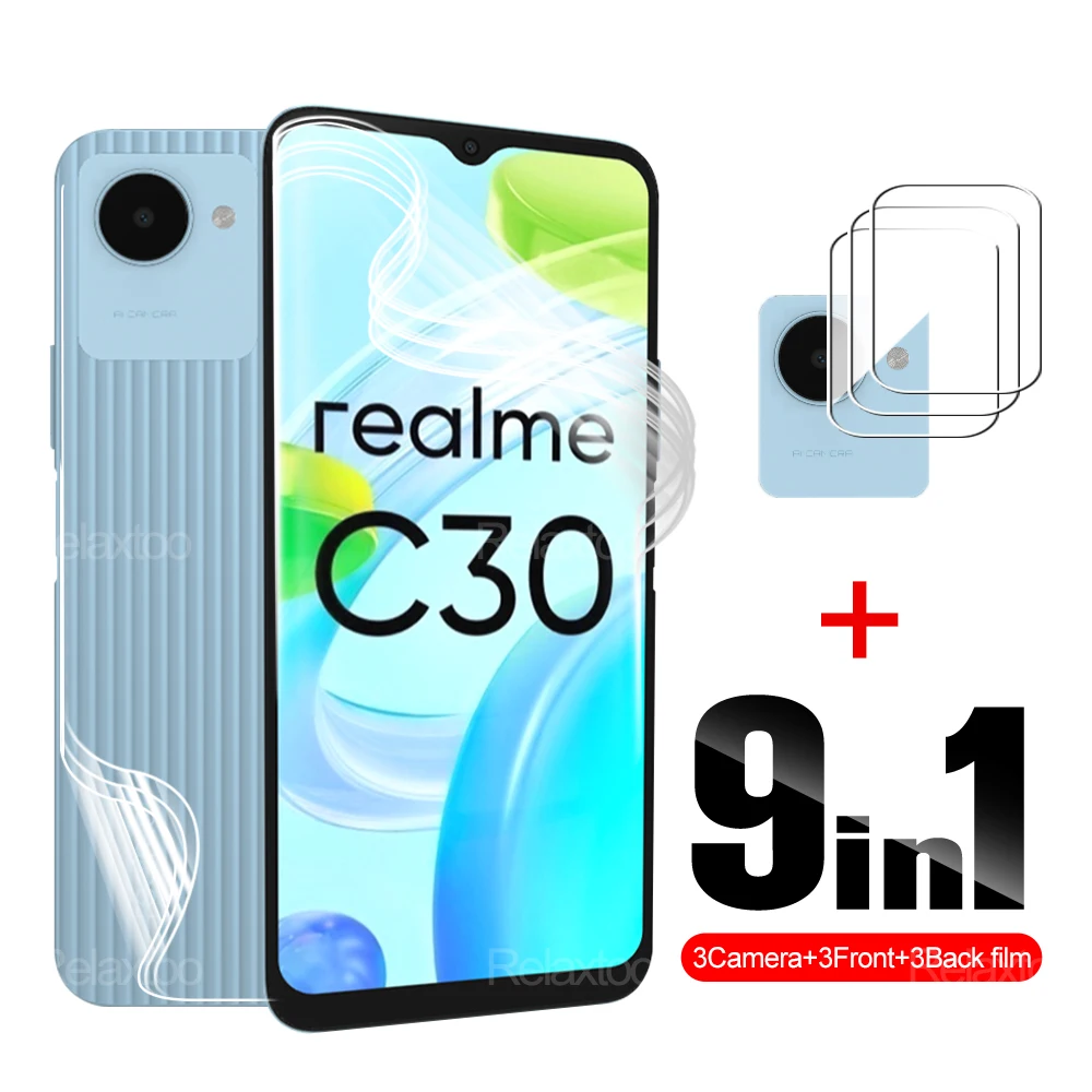 

9in1 For Oppo Realme C30 C30s Hydrogel Films for opporealme C31 C35 C21 C25 C25s C11 2021 Camera Lens Films and Phone Back Films