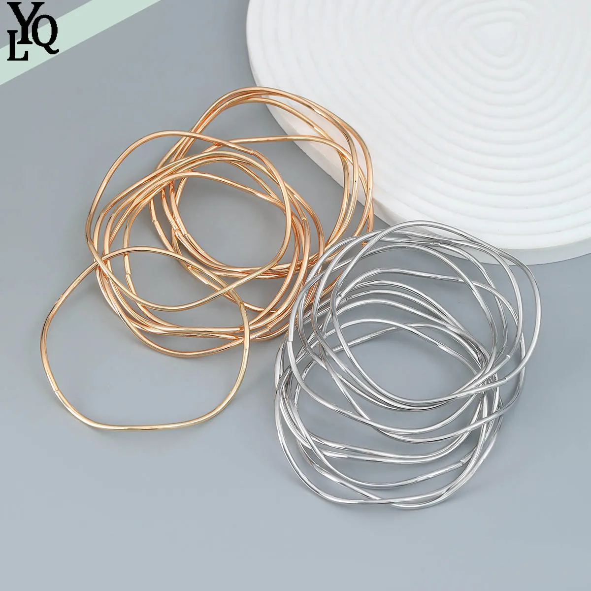 

European and American Hip-hop Bracelet Alloy Set with Ten Pieces of Fashionable Metal Exaggerated Jewelry