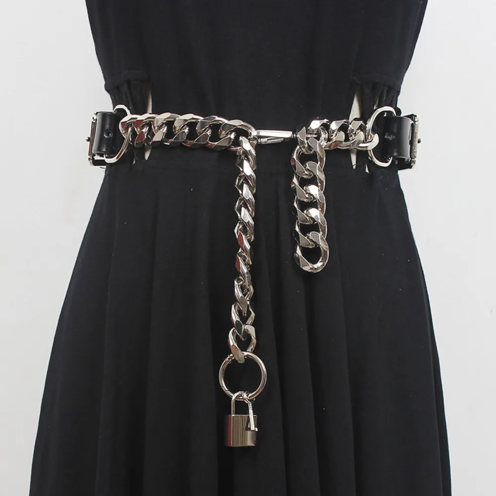 Luxury Trendy Dress Jeans Decorative Individualistic Waistband Thick Metal Chain Belt Waist Band Slimming Cummerbands