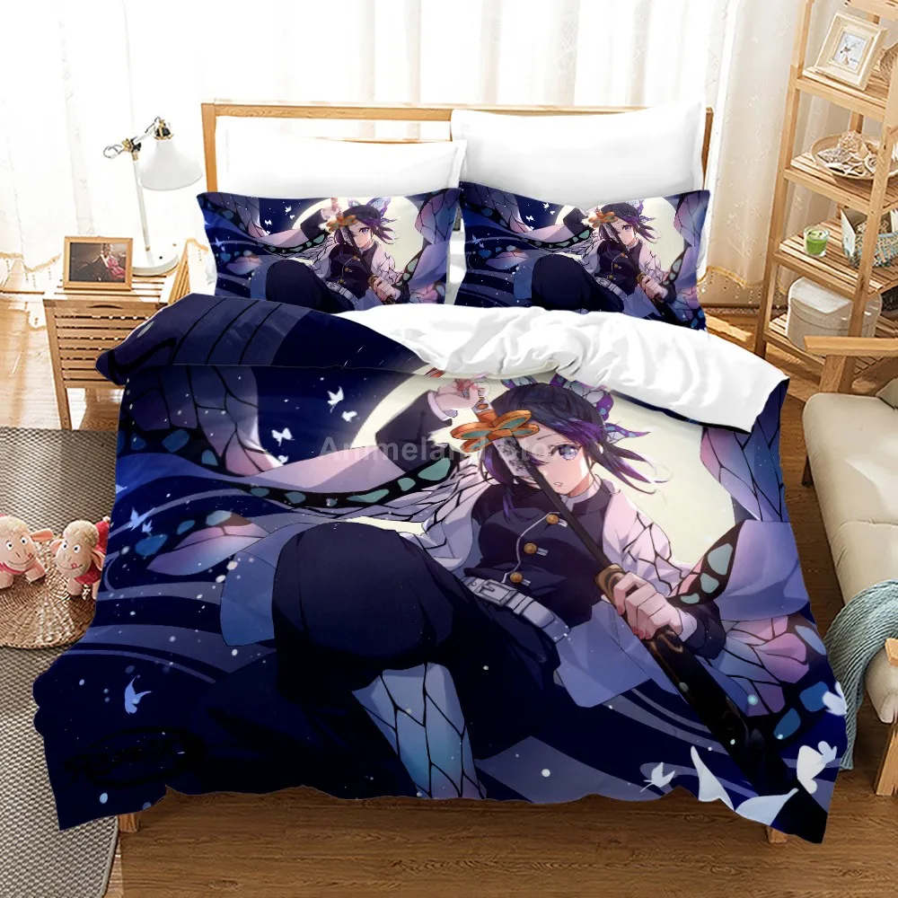 

Комплект постельного белья Kochou Shinobu 3d с изображением рассекающего демонов, пододеяльник, детская кроватка, двойная, королева, большой размер, аниме, подарок для детей