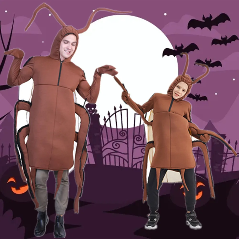 

American Cockroach Jumpsuit Cosplay Funny Cockroach Playsuits Halloween Parent-Child Insect Carnival Party Costume