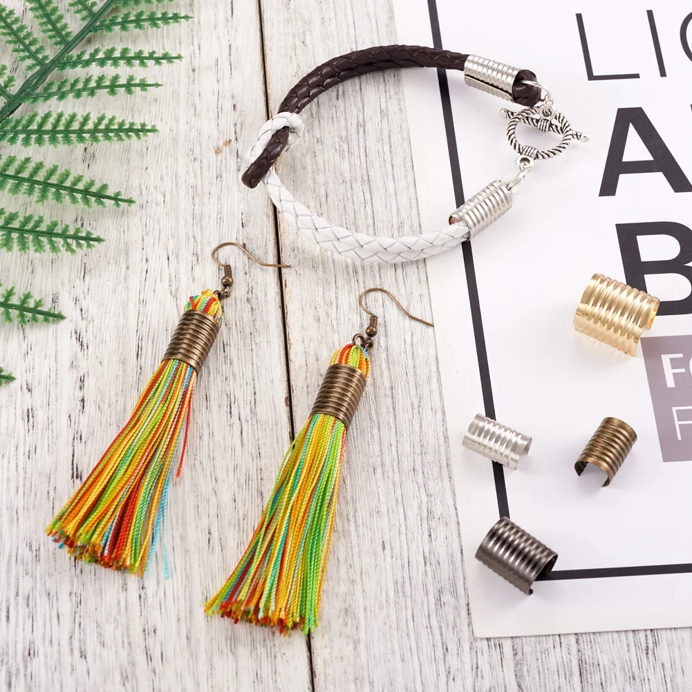 300Pcs Iron Fold Over Crimp Head Clips Leather Cord Clasp  End Jewelry Connector For Tassel Findings Making Crafts Accessories