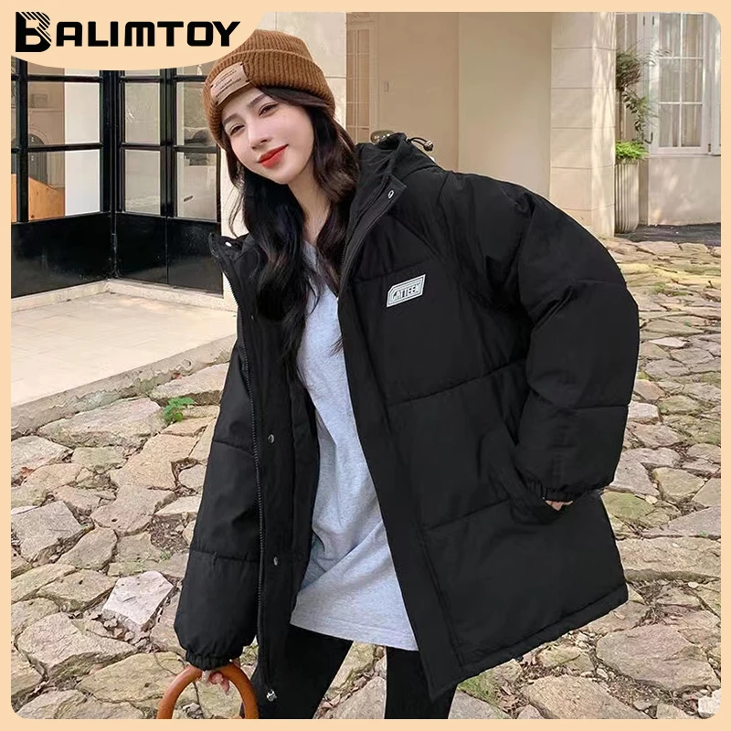 

2022 New Winter Korean Klein Blue Bread Padded Clothes Women's Winter Y2K Casual Simple White Down Jackets Pure Colour Jackets