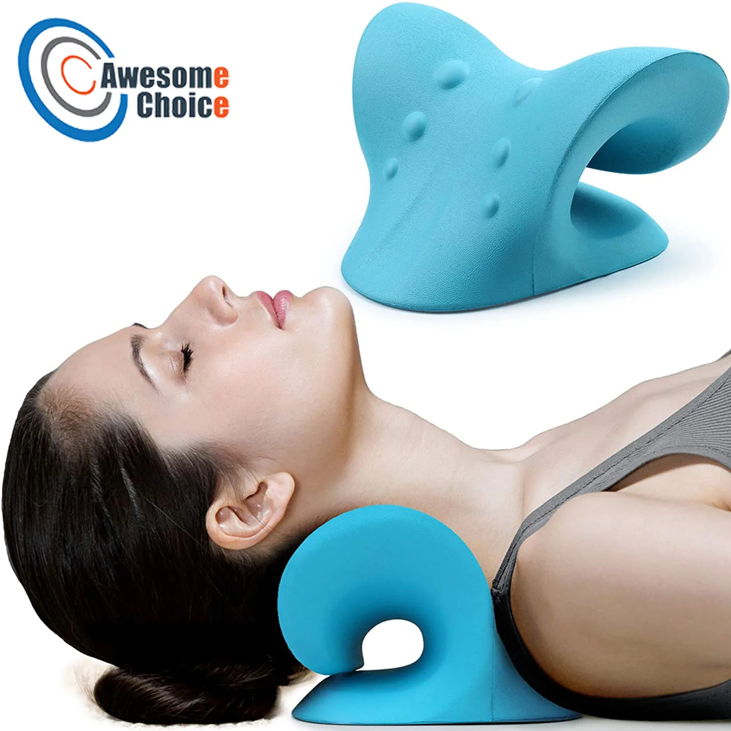 

Quality PU Neck Shoulder Stretcher Relaxer Cervical Chiropractic Traction Device Massage Pillow For Pain Relief Body Correction