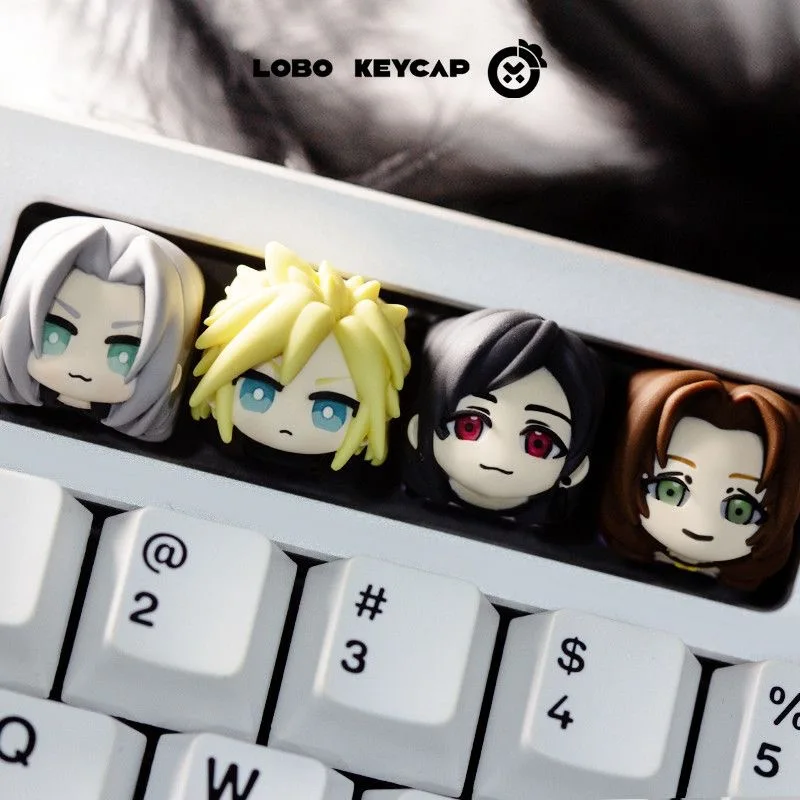 Фото Милый кейкап Cloud Strife из Final Fantasy, аниме-фигурка Сефирота, механический кейкап из смолы для клавиатуры, аксессуары для клавиатуры, подарок №2