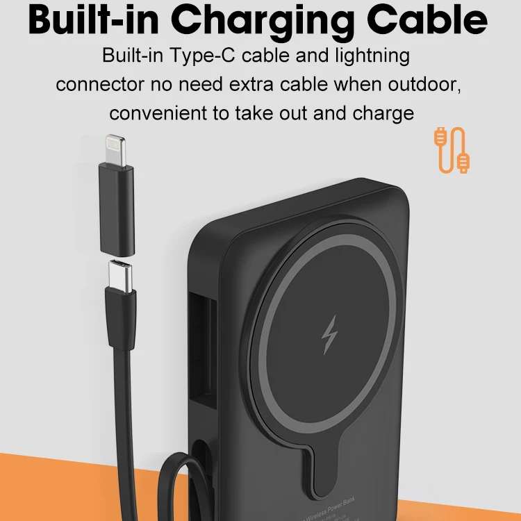 Real 20000mAh Battery Pack USB-C Type C Cable Fast Portable Magnetic Wireless Charger Power Bank for iPhone 14 13 12 X Samsung