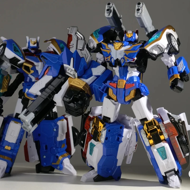 Фото Металлическая машинка-трансформер Cardbot S BLUE COP W, игрушка-фигурка, модель из АБС-пластика, подарок №1