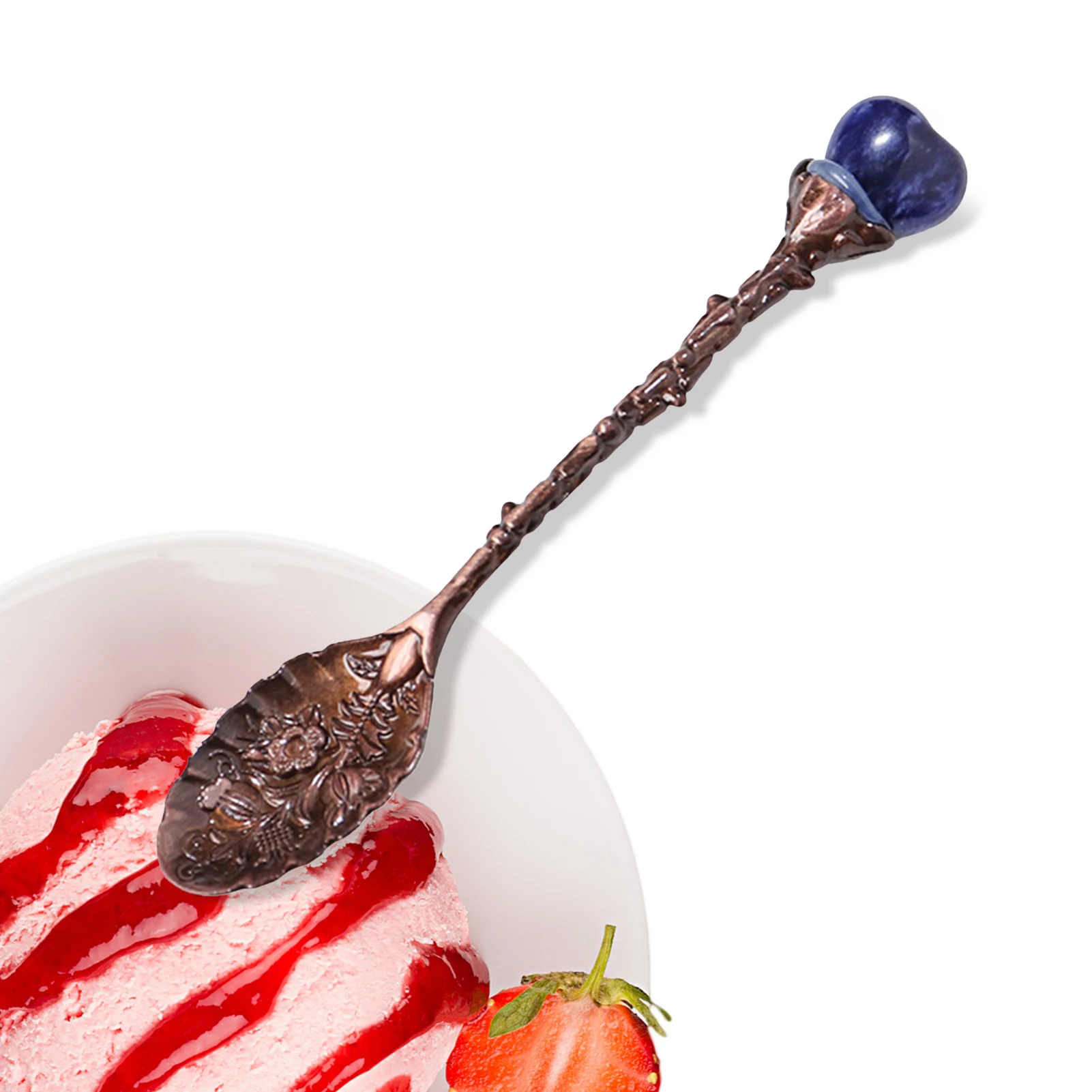 

Маленькая ложка в стиле ретро, ложка из натурального кристалла для кафе и ресторана, ретро стереоскопические ложки с кристаллами для кофе, ч...