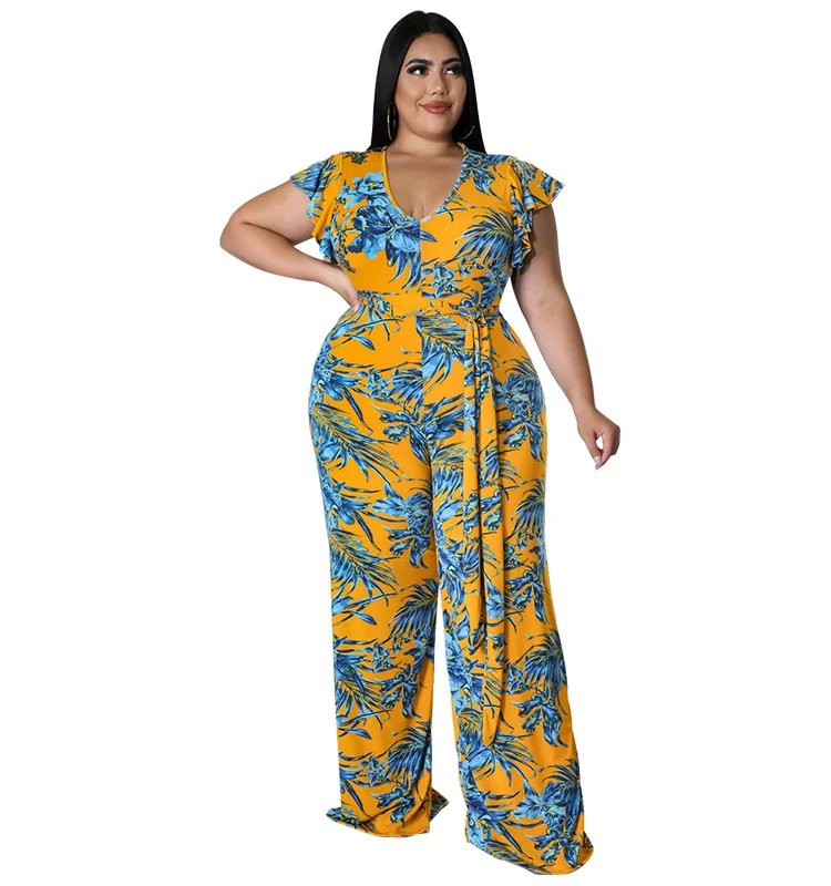 

Zoctuo Jumpsuits Women's Summer Printed Jumpsuit Sexy Long Pants Clubwear Party Clothing Rompers Printing Clothing Party New