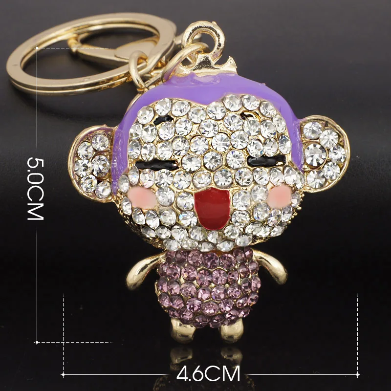 Брелок для ключей Dalaful K122 милый брелок с красной эмалью и кристаллами обезьяны