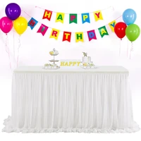 table skirt tulle tablecloth cross striped rectangular table round table decorative for birthday banquet party wedding