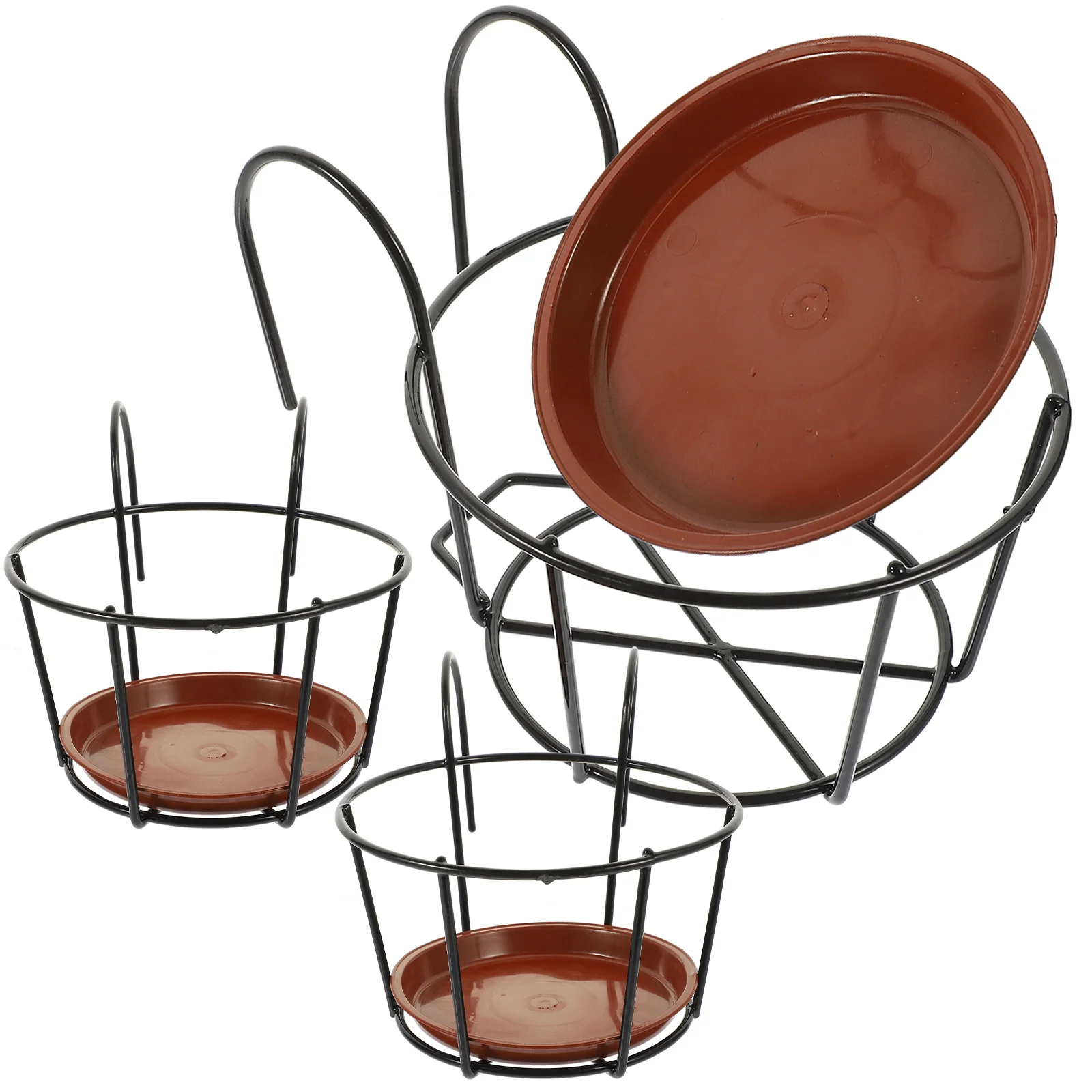 

3 Sets Flower Stand Rack Storage Flowerpot Holder Shelf Decorative Hanging Balcony Outdoor Pots Windowsill Metal Rail