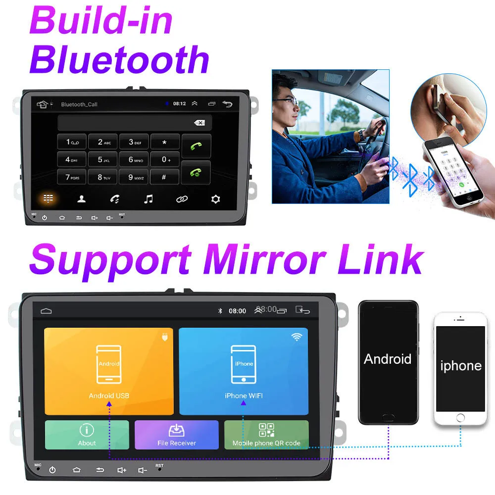 2 Din Android 10 Автомобильный мультимедийный плеер для VW Volkswagen Golf Polo Tiguan Passat b7 b6 CC amarok