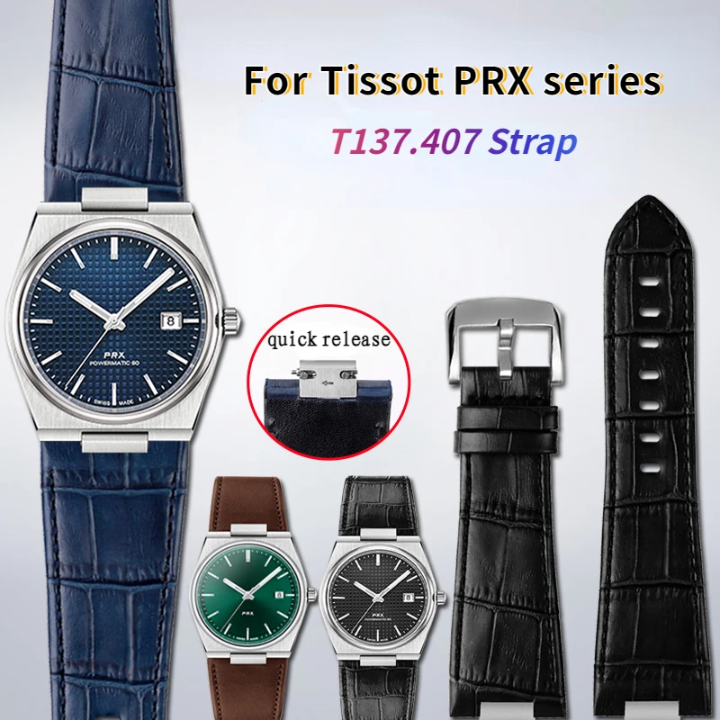 Фото Для Tissot 1853 PRX T137 серии ремешок из натуральной кожи ремешок для часов T137.407 T137.410 мужской браслет для часов ремешок 26-12 мм №1