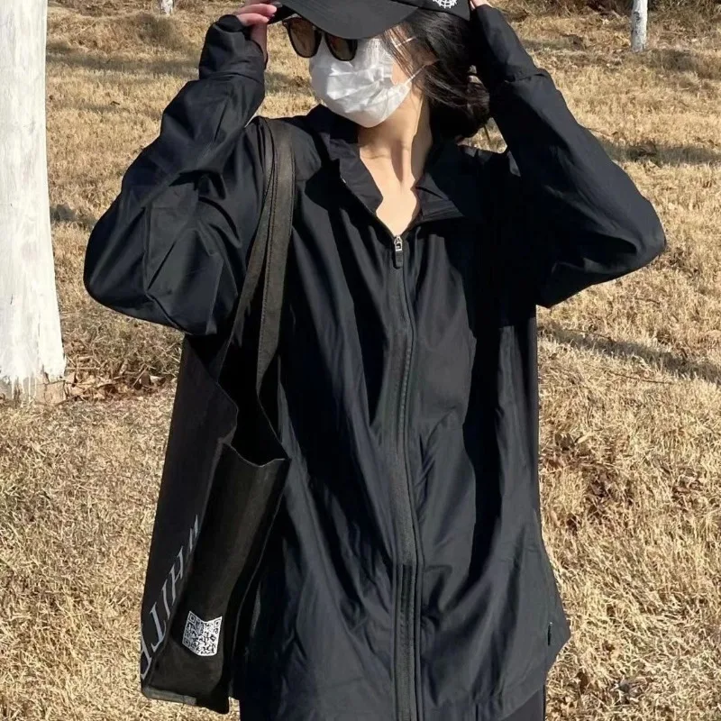 

Sun-proof Hooded Thin Summer High Street Loose Fashion Harajuku Unisex Sunscreen Breathable Chic Long Sleeve Coats Women Jackets