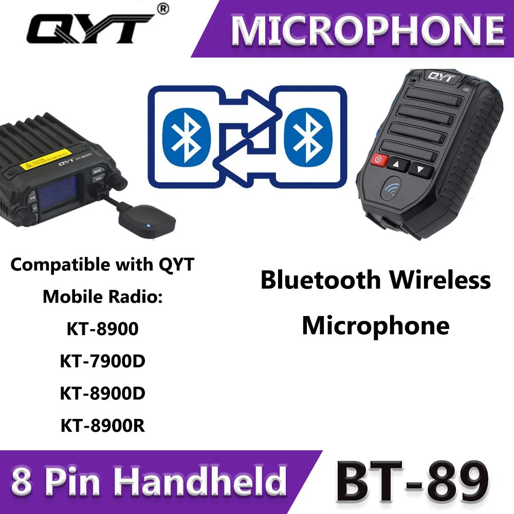 BT-89 QYT 8-контактный беспроводной Bluetooth-микрофон динамик для KT7900D KT8900D KT-780Plus