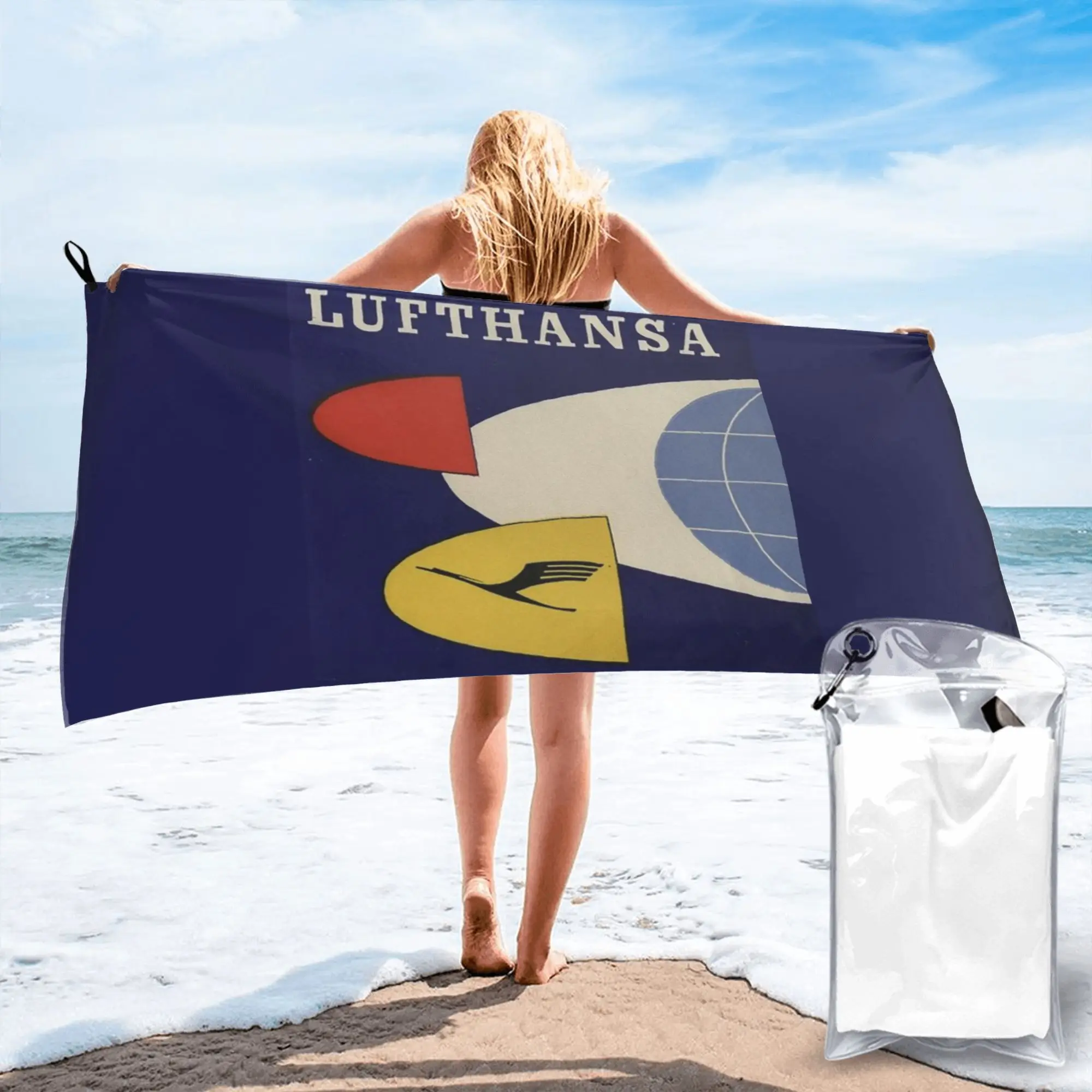 

Винтажное пляжное полотенце Deutsche Lufthansa из микрофибры