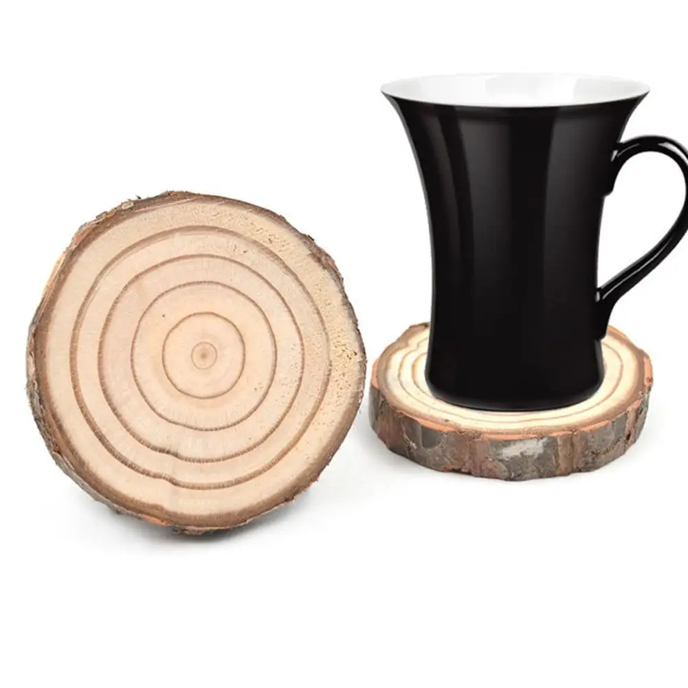 

Natural Round Wooden Slice Cup Mat Coaster Tea Coffee Mug Drinks Holder for DIY Tableware Decor Durable Kitchen Decor Home