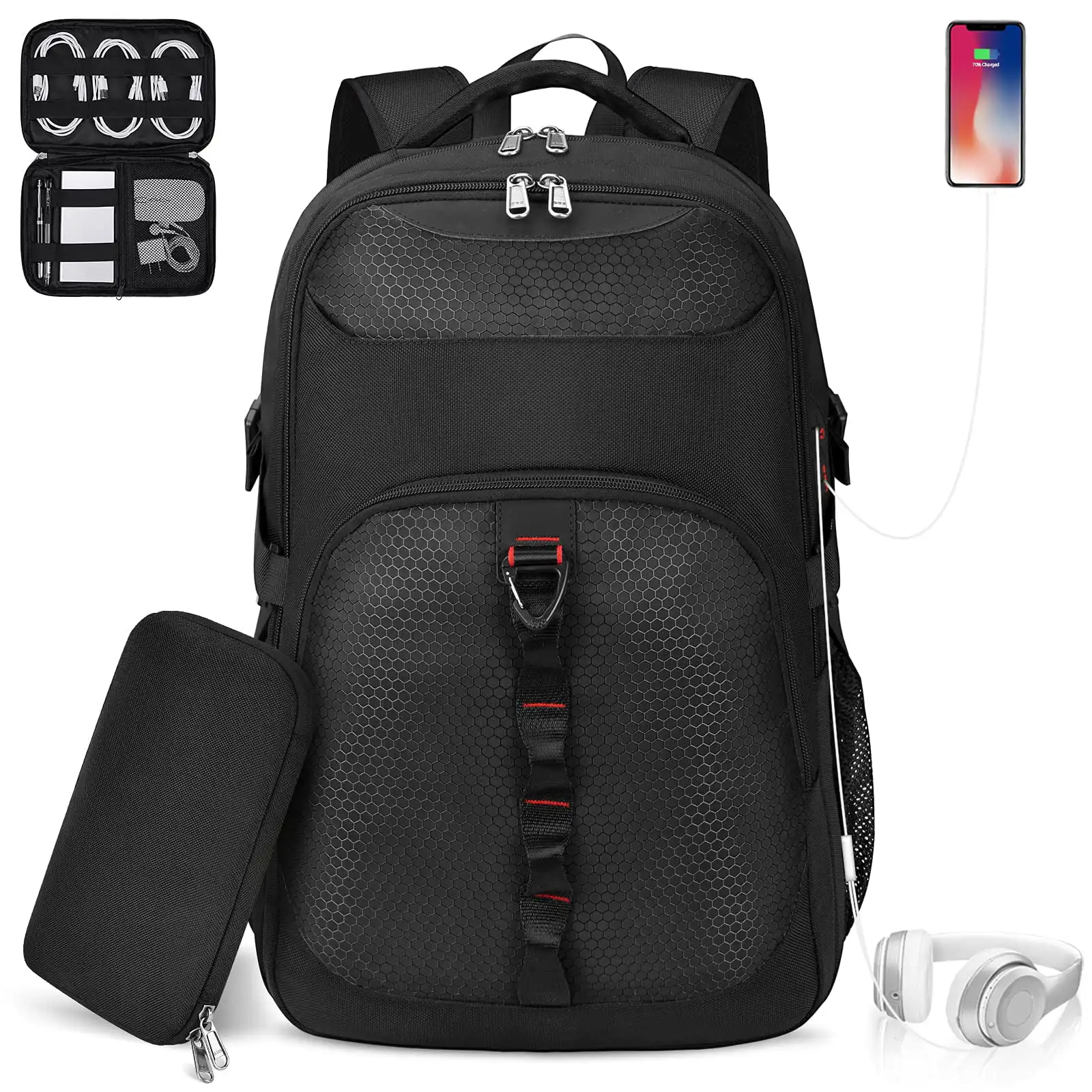 

17 Inch Laptop Backpack with Cable Storage Bags Extra Large Travel Backpack College School Backpack Men with Charging Hole & RF