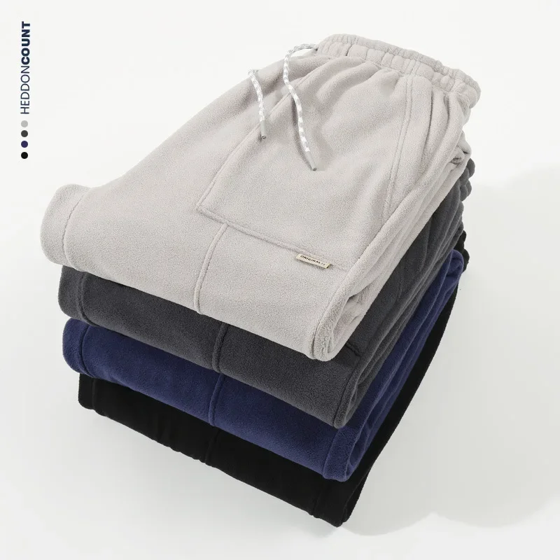 Мужские повседневные брюки новый зимний стиль теплые двусторонние флисовые и