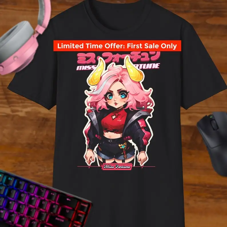 Футболка Лунная чудовище мисс удача в японском стиле черная футболка для adc милая