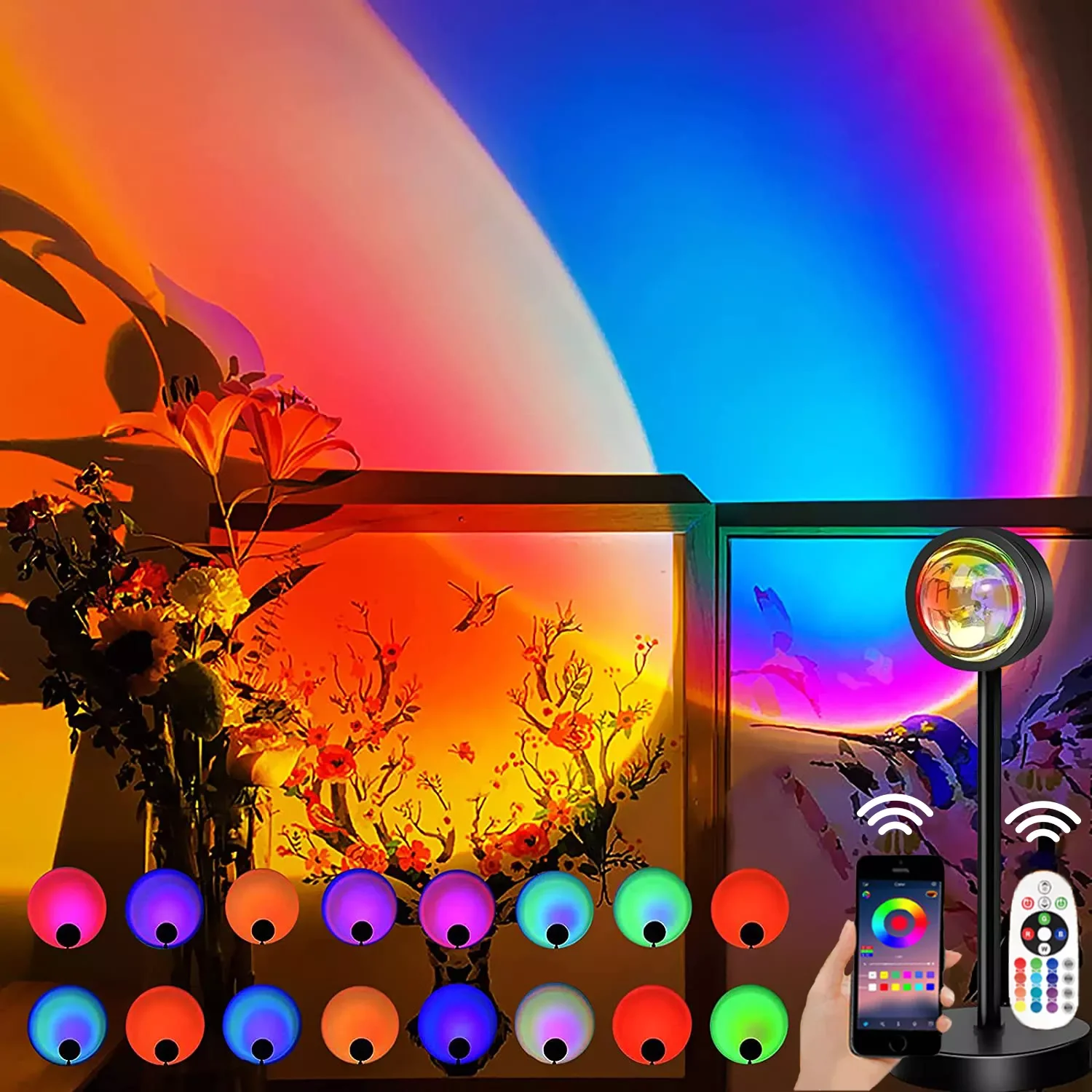 

Bluetooth Sunset Projection Lamp Sunset Projector Night Light APP Remote LED Lights For Room Decoration Photography Gifts