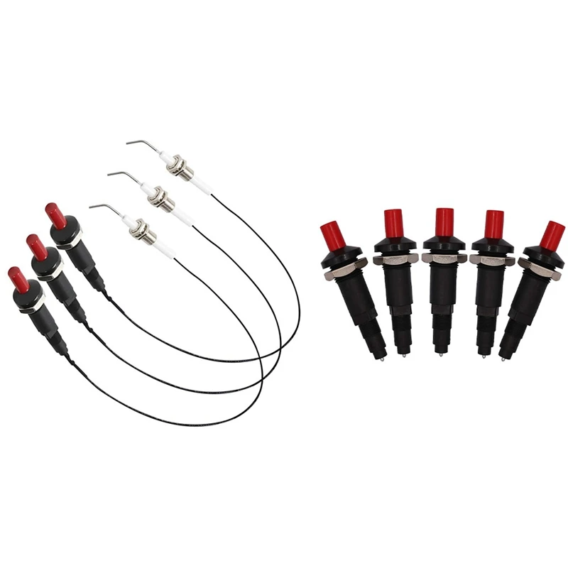 

3Pcs Ceramic Electrode Ignition Spark Plug & 5Pcs Gas Heater One Outlet Piezo Igniter Spark Plug Push Button Igniter