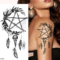 black tattoo sketch rose women waterproof temporary tattoo sticker waist decal