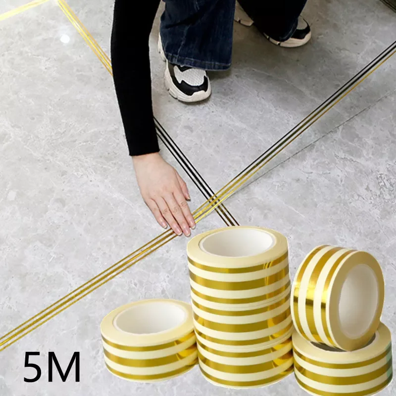 

1 Roll Ceramic Tile Gap gold Tape 5M Mildewproof self adhesive gap Sealing Foil Strip Wall Tile Floor Sticker Home Decorations