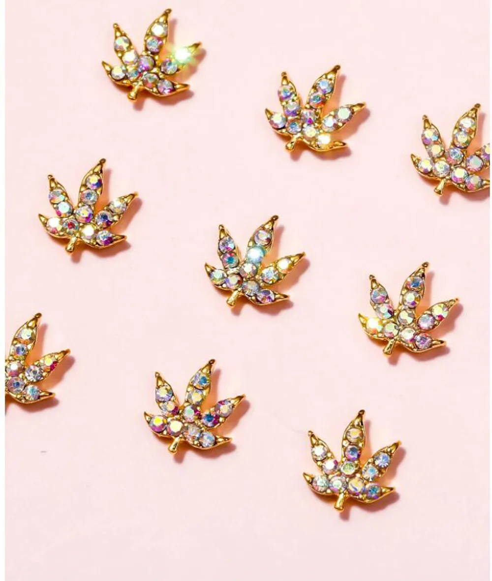 

10pcs Nail Weed Leaf Nail Charms 10pcs new leaf charm nail accessories, nails rhinestones pearl effect tips DIY nail jewelry