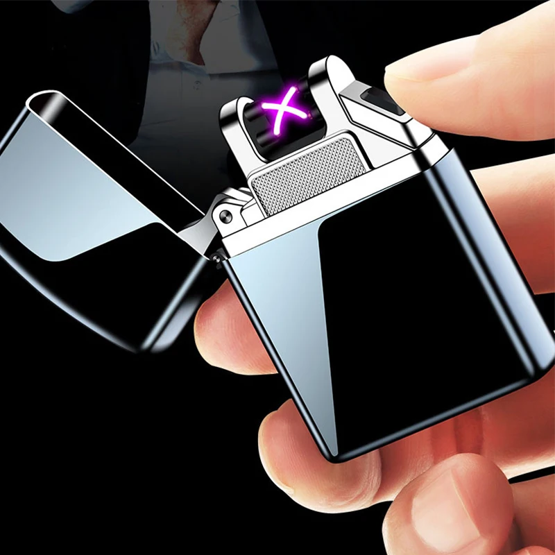 

Rechargeable Dual Arc USB Lighter Single Arc Metal Windproof Black Metal Windproof Rechargeable Lighter