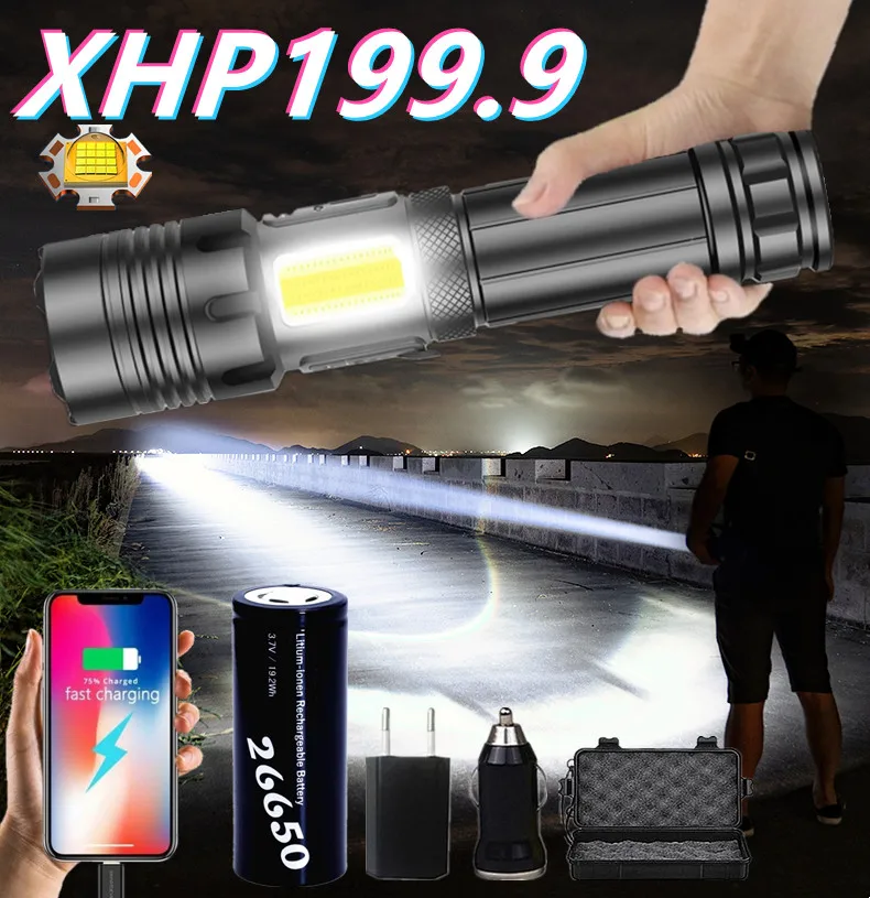 

Newest XHP199 Most Powerful Led Flashlight XHP90 Tactical Flashlight 18650 High Power Torch Light Usb Rechargeable Fishing Lamp