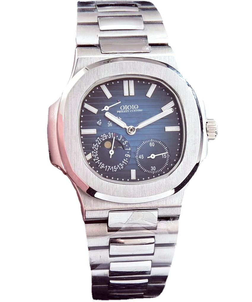 

Automatic Mechanical Men Watch Black Blue Moon Phase Watch