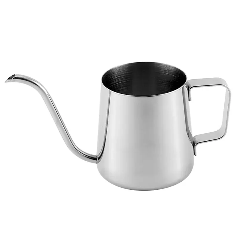 

350 Ml Europe Style Stainless Steel Long Mouth Hand Punch Pot Coffee Pots With Lid Drip Gooseneck Spout Coffee Kettle Teapots