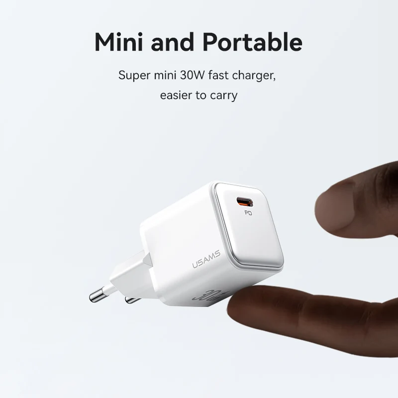 USAMS 30W 20W Dual Portable Fast Charger EU Plug Type C PD USB Charger With QC 3.0 Quick Chargers For iPhone iPad Xiaomi Samsung