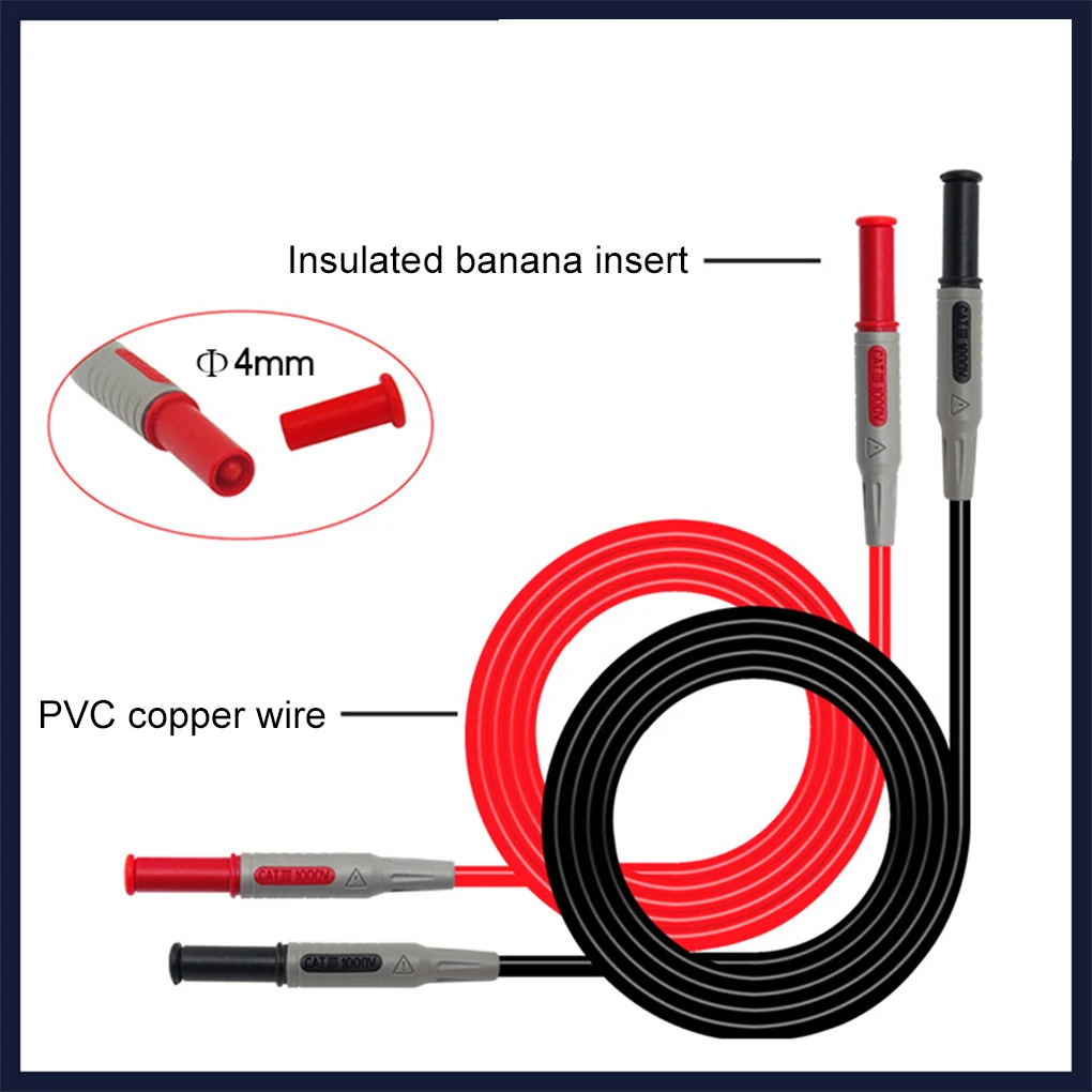 

1 Pair Banana Plug Cable Multimeter Test Cord Male to Male Measuring Device