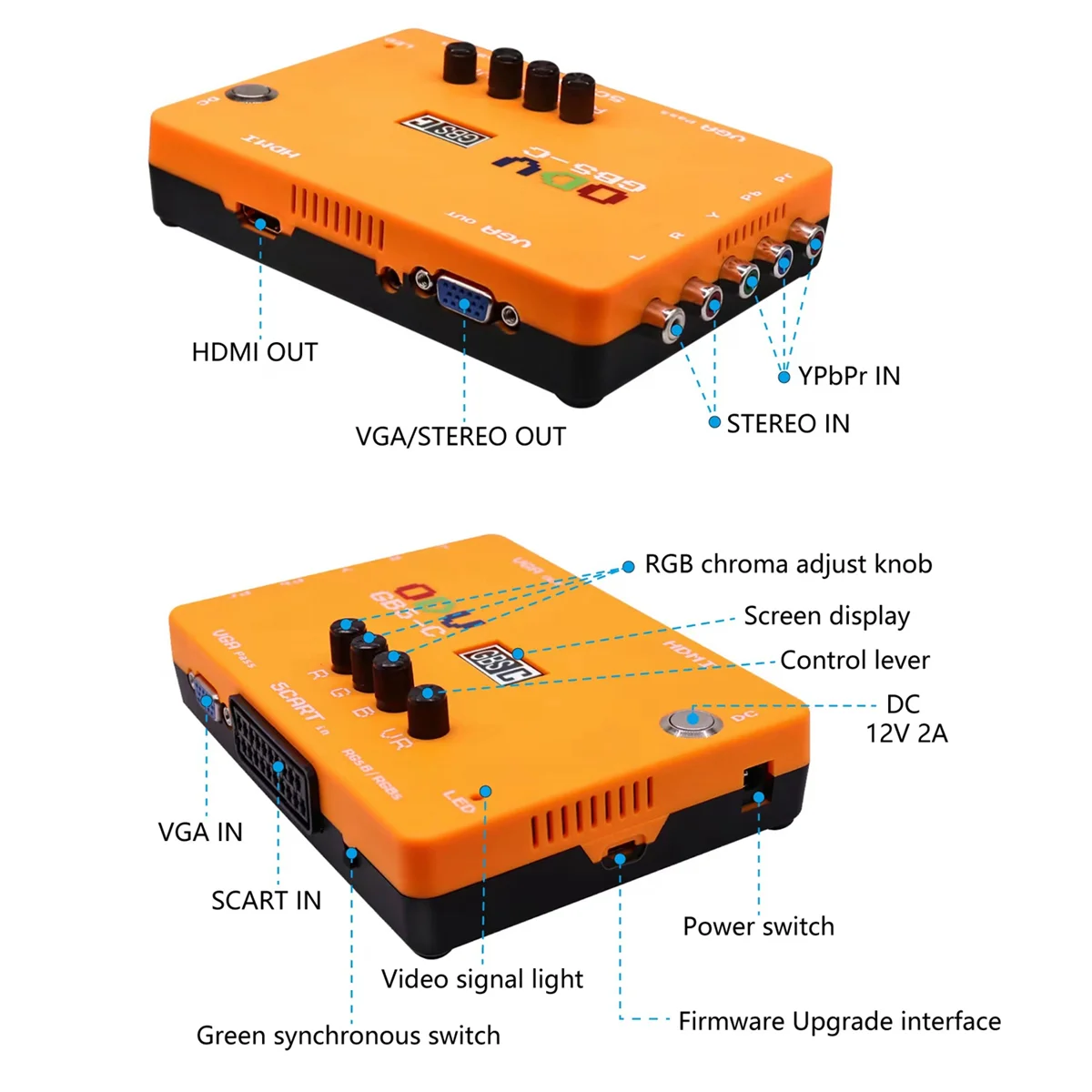 ODV-GBS-C AIO OSSC Control RGBS/YPBPR/RGBHV в VGA/HDMI-совместимый адаптер видеоконвертера с низким