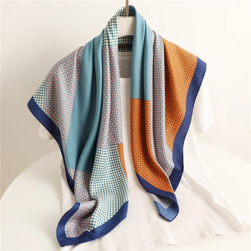 Модный Шелковый Квадратный Шарф 90 См Диагональная Женская Модель Простая