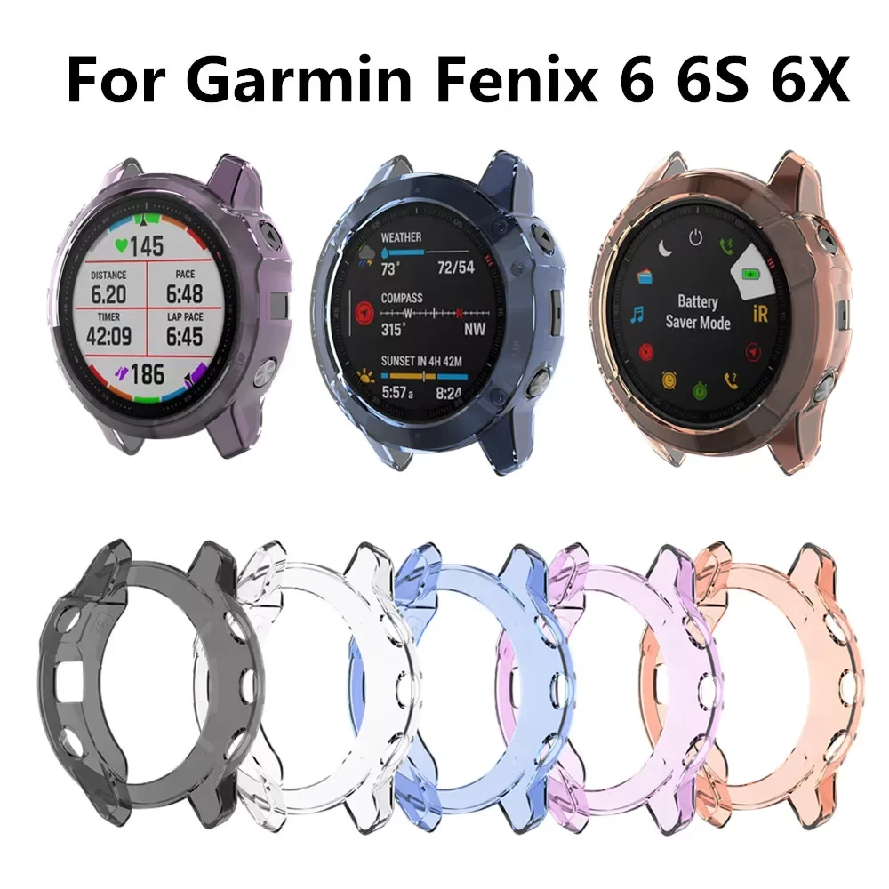 

Case For Garmin Fenix 6 6S 6X Smart Watch Protector Frame Soft Crystal Clear TPU Case Cover For 6 Pro 6S Pro 6X Pro