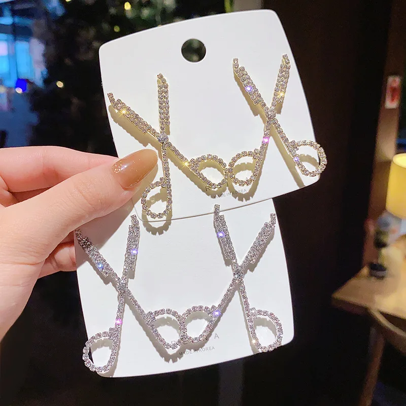 

Wholesale Sterling Silvers Needle Stone Scissors Earrings Long Fashion Ear Jewelry Dropshipping