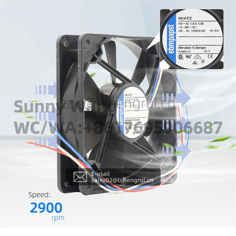 Фото ebmpapst 4414F/2 12 см 120*120*25 мм 24 В постоянного тока 5,0 Вт 2900 об/мин 100CFM 0,21A осевой охлаждающий вентилятор шарикоподшипника №3