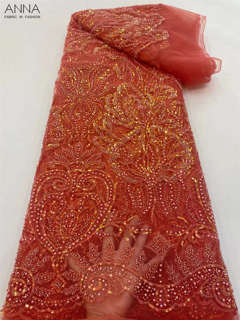 

Французская кружевная ткань ручной работы, 2022 вышивка блестками, жемчужинами, тюлем, бисером, кружевная ткань для свадебной вечеринки