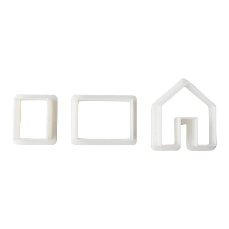 

3 шт. 3D мультяшная форма для помадки и торта, печенье, пресс для пищевых продуктов, посуда для выпечки, прочный пищевой домик для имбиря