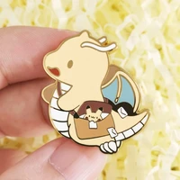 anime pokemon fast dragon postman golden m badge blastoise cute cartoon brooch pet elf peripheral